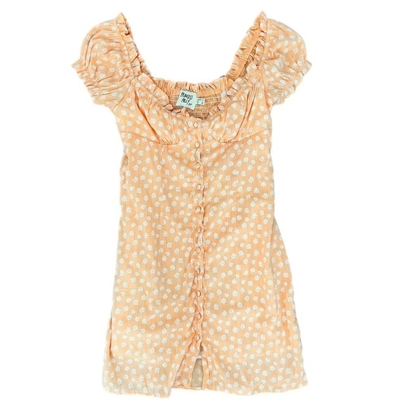 Princess Polly Donna Tangerine Orange Peach Floral Daisy Mini Dress Size 6 - Picture 14 of 16